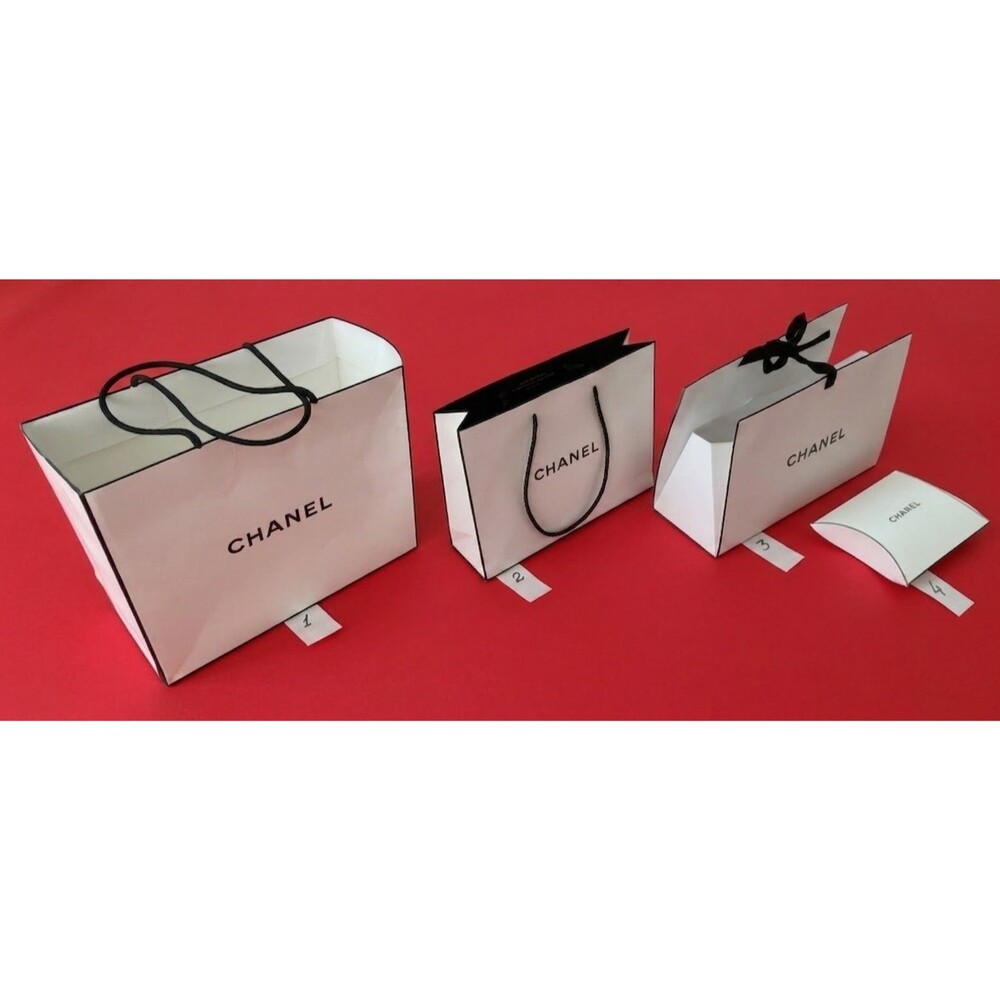 Authentic Chanel Packaging Set – 3 Paper Shopping Bags & 1 Pillow Box